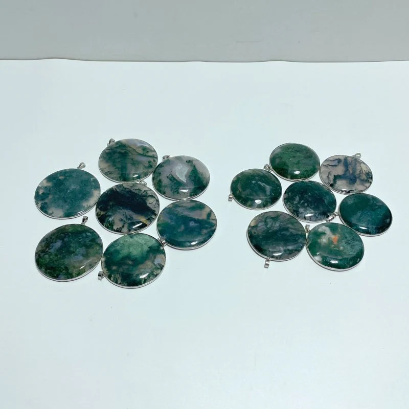 Moss Agate Crystal Pendant Round Shape Wholesale - Image 2