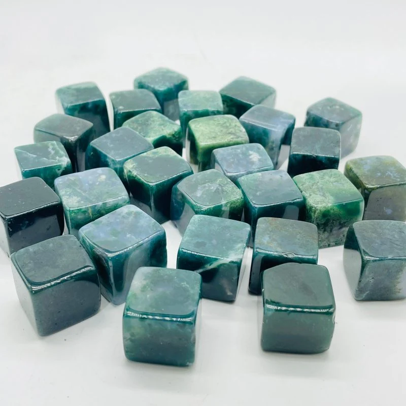 Moss Agate Cube Tumbled Wholesale - Image 3
