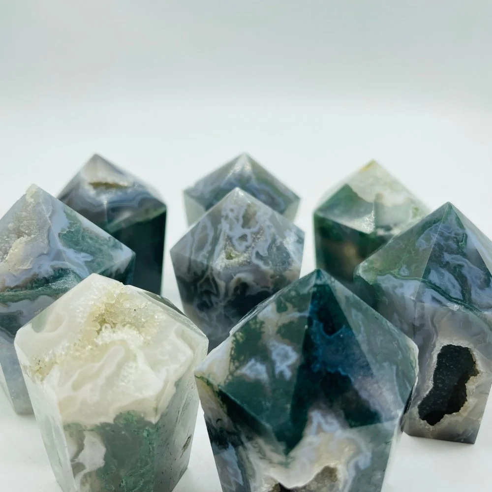 Moss Agate CupCake Shape Tower Points Wholesale - Image 2