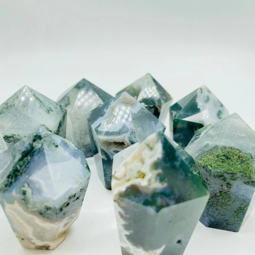 Moss Agate CupCake Shape Tower Points Wholesale - Image 4