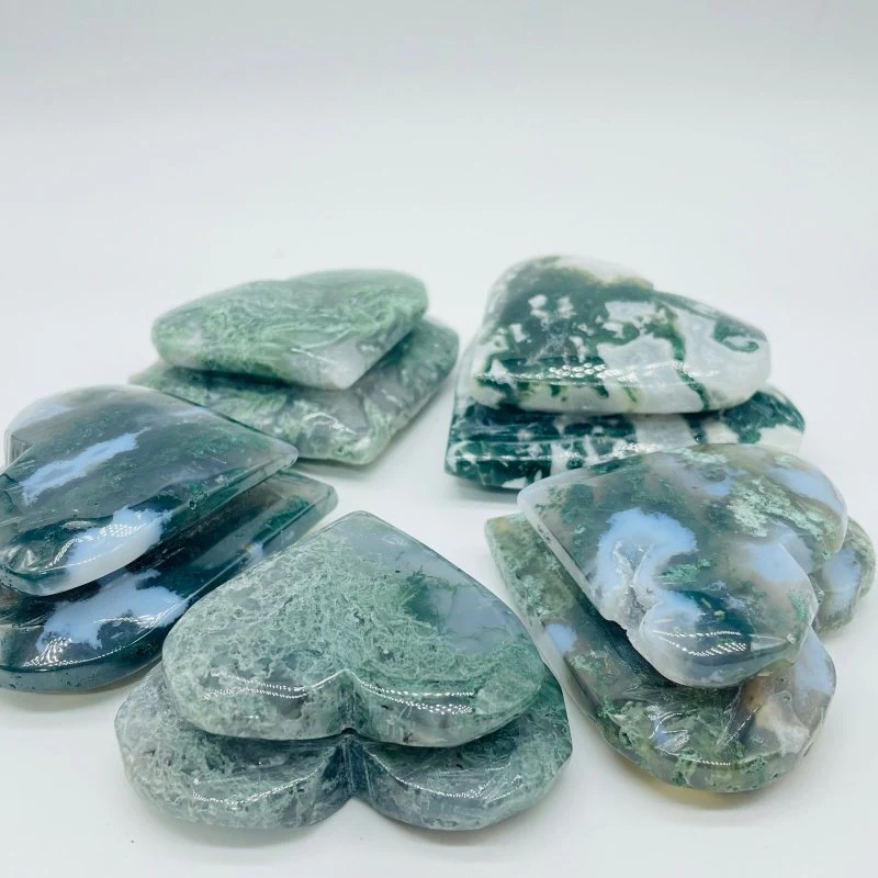 Moss Agate Double Heart Carving Wholesale - Image 2