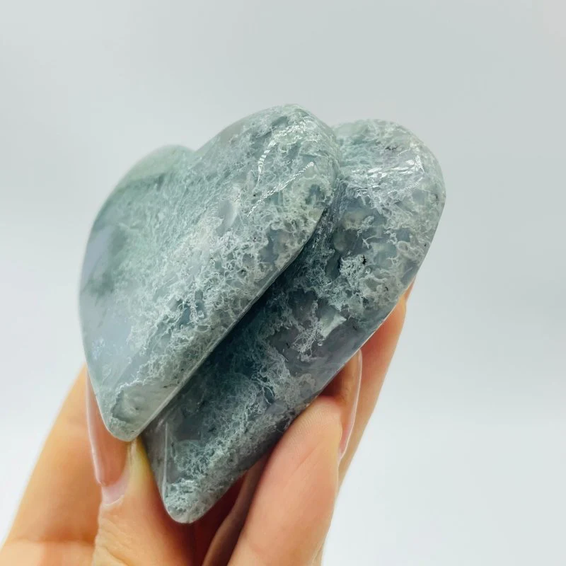 Moss Agate Double Heart Carving Wholesale - Image 4