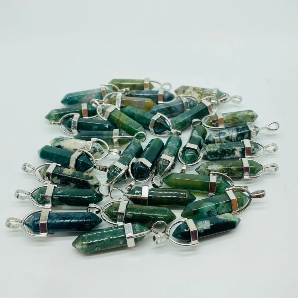 Moss Agate Double Points Pendant Crystal Wholesale - Image 2