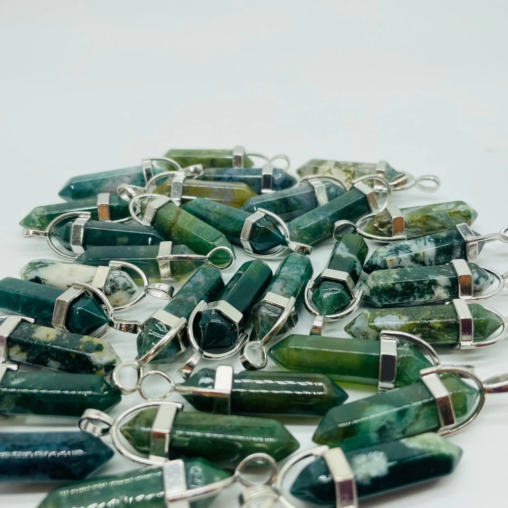Moss Agate Double Points Pendant Crystal Wholesale - Image 3