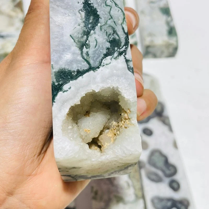10 Pieces Large Moss Agate Druzy Four-Sided Points - Image 6