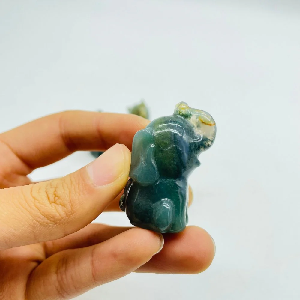 Moss Agate Elephant Crystals Carving Wholesale - Image 2