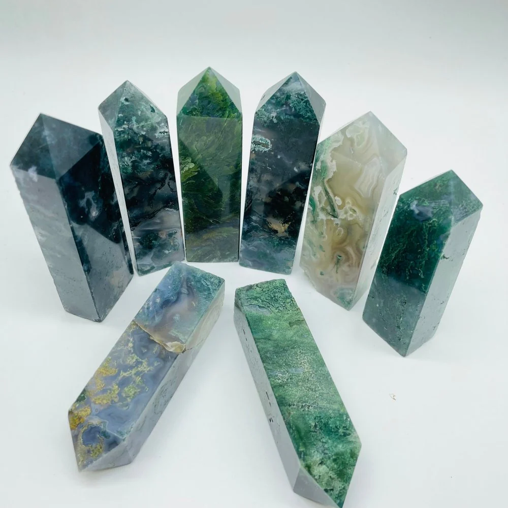Moss Agate Four-Sided Tower Point Wholesale - Image 4