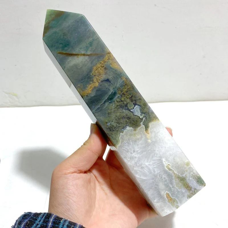 5 Pieces Moss Agate Four-Sided Tower Points - Image 2