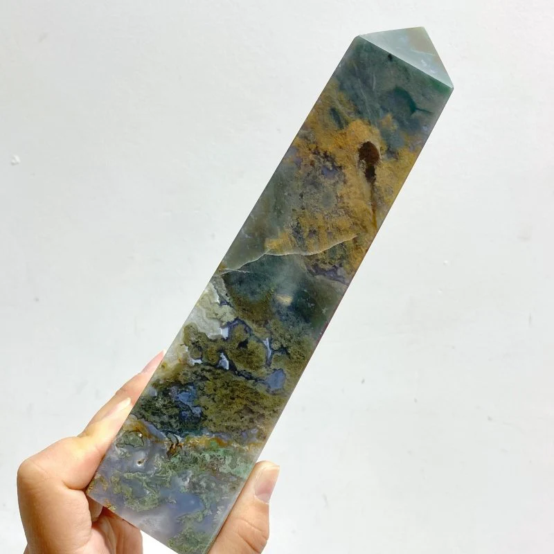 5 Pieces Moss Agate Four-Sided Tower Points - Image 3