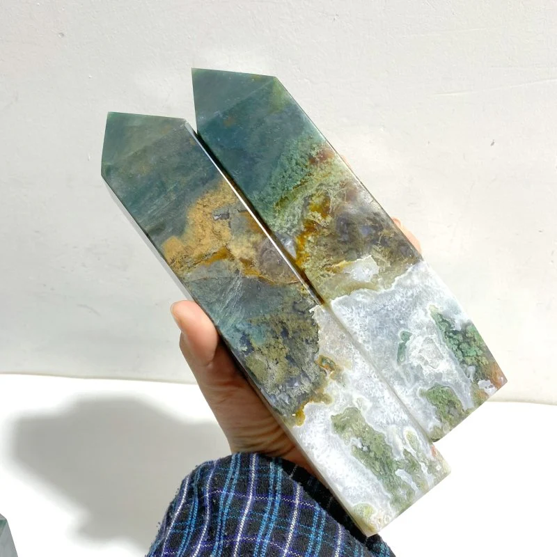 5 Pieces Moss Agate Four-Sided Tower Points - Image 6
