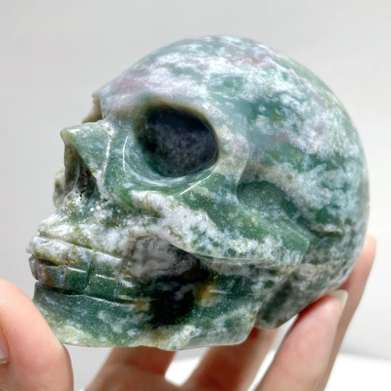 10 Pieces Moss Agate Skull 3.1-3.7in - Image 2