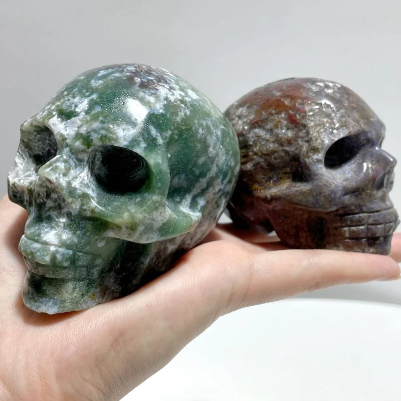 10 Pieces Moss Agate Skull 3.1-3.7in - Image 4