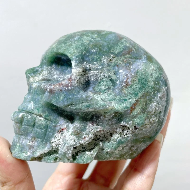 10 Pieces Moss Agate Skull 3.1-3.7in - Image 5