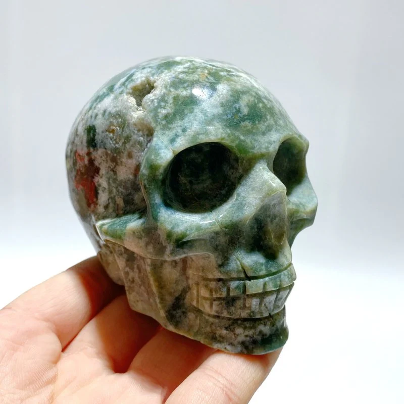 7 Pieces Moss Agate Skull Carving - Image 2