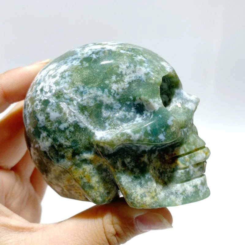 7 Pieces Moss Agate Skull Carving - Image 3