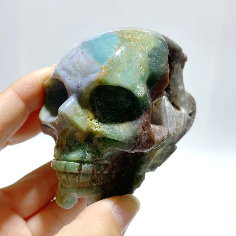 7 Pieces Moss Agate Skull Carving - Image 5