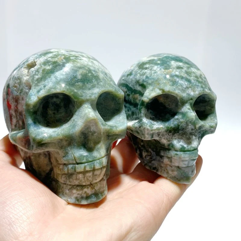 7 Pieces Moss Agate Skull Carving - Image 6