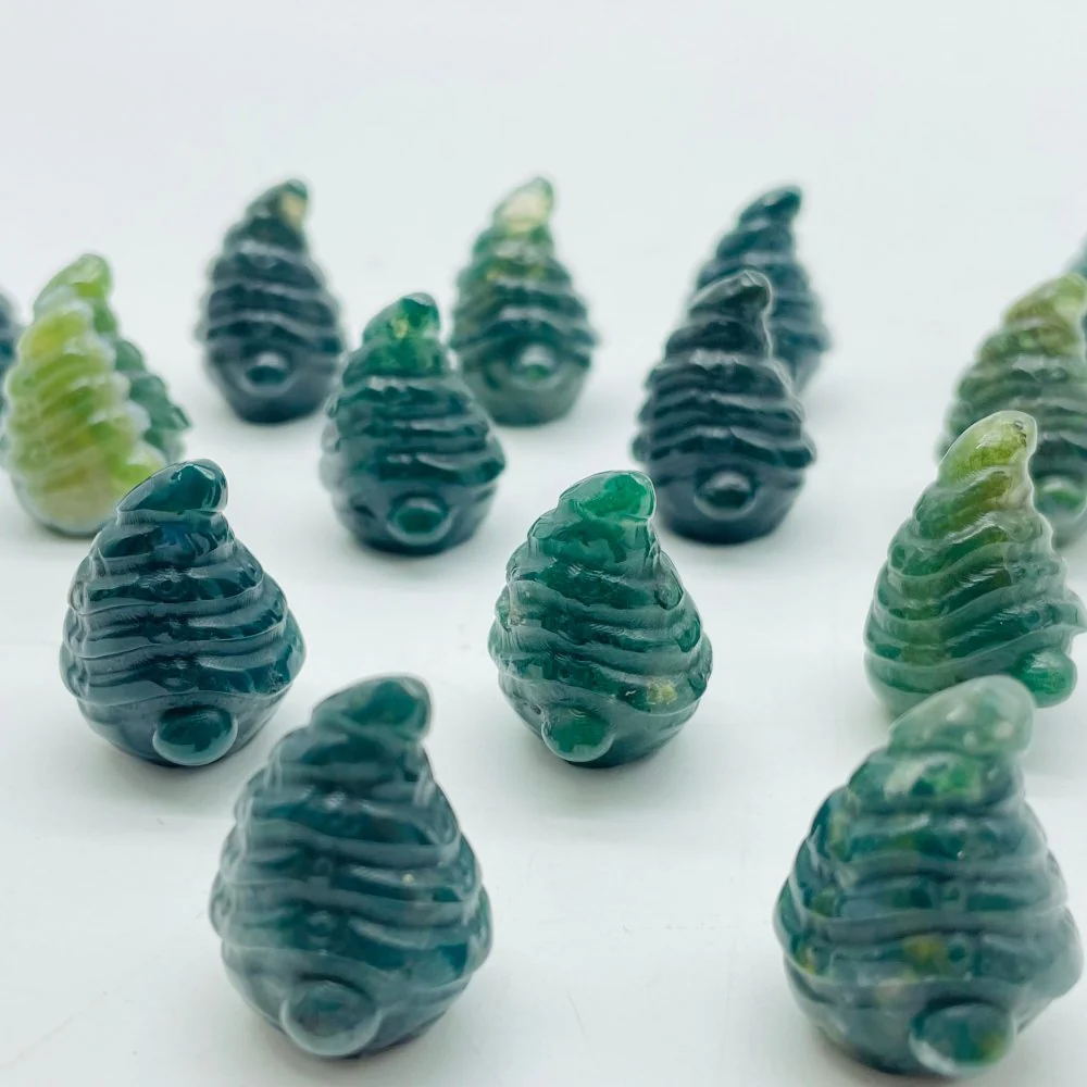 Moss Agate Goblin Hat Carving Crystal Wholesale - Image 4