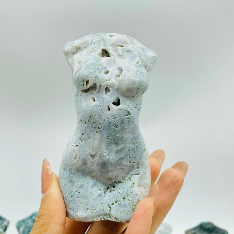 11 Pieces 4in Moss Agate Goddess Carving - Image 3