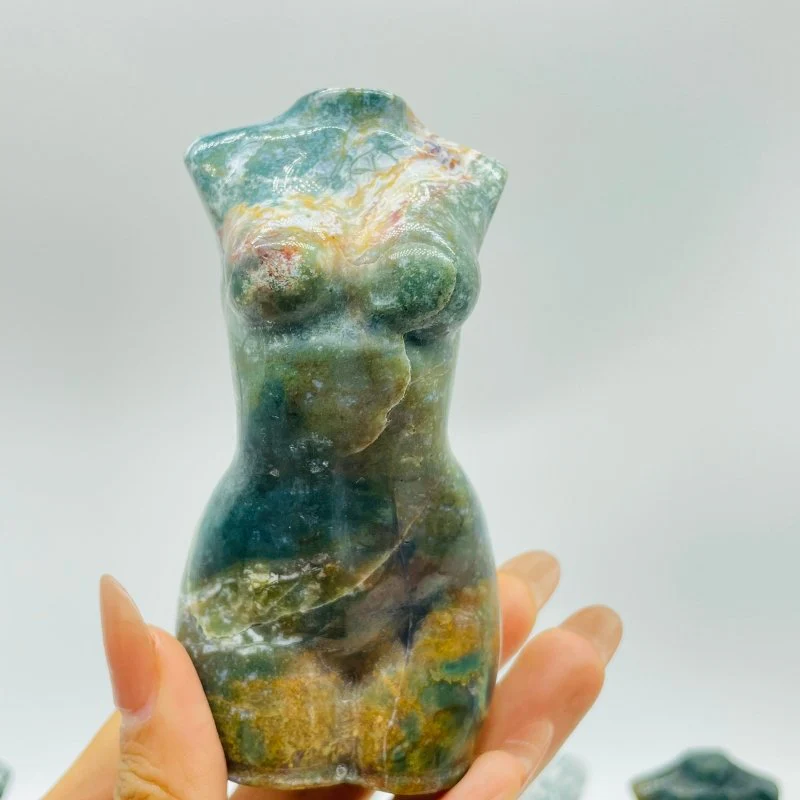 11 Pieces 4in Moss Agate Goddess Carving - Image 7