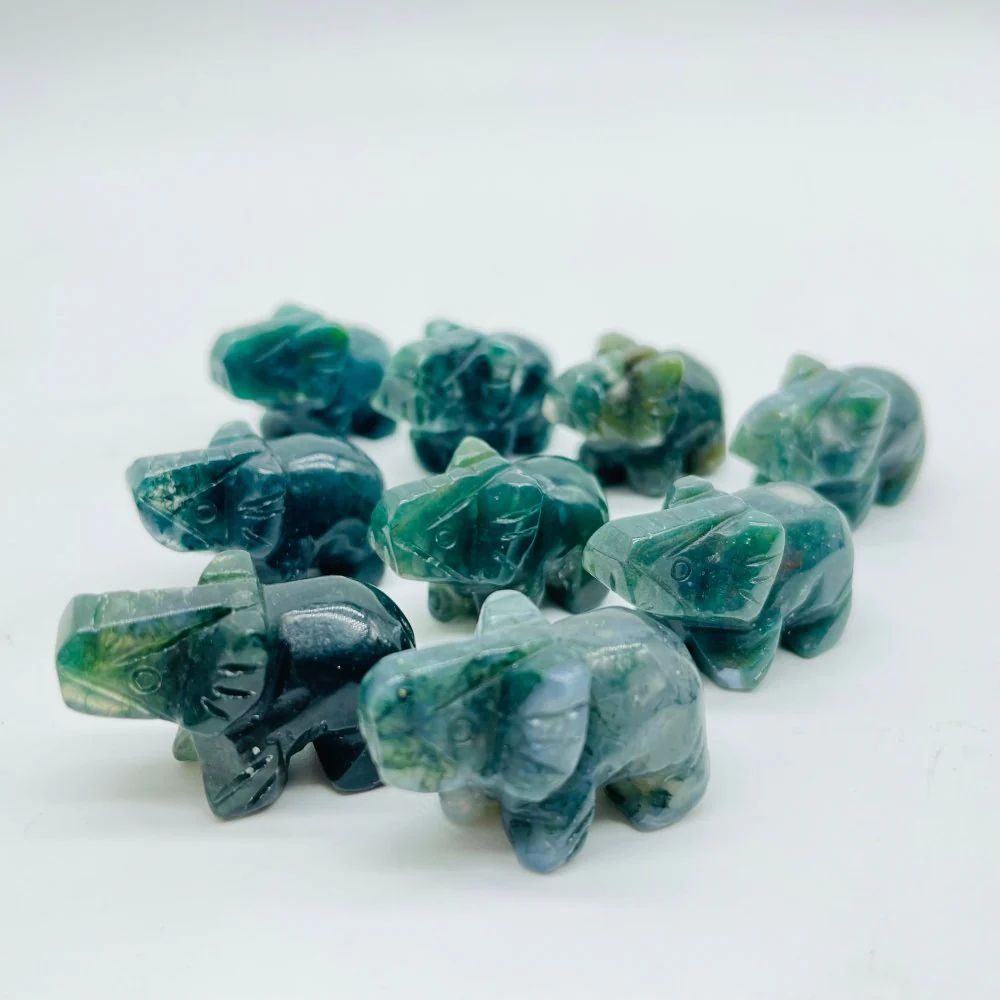 Moss Agate&Hematite Mini Elephant Carving Wholesale - Image 5