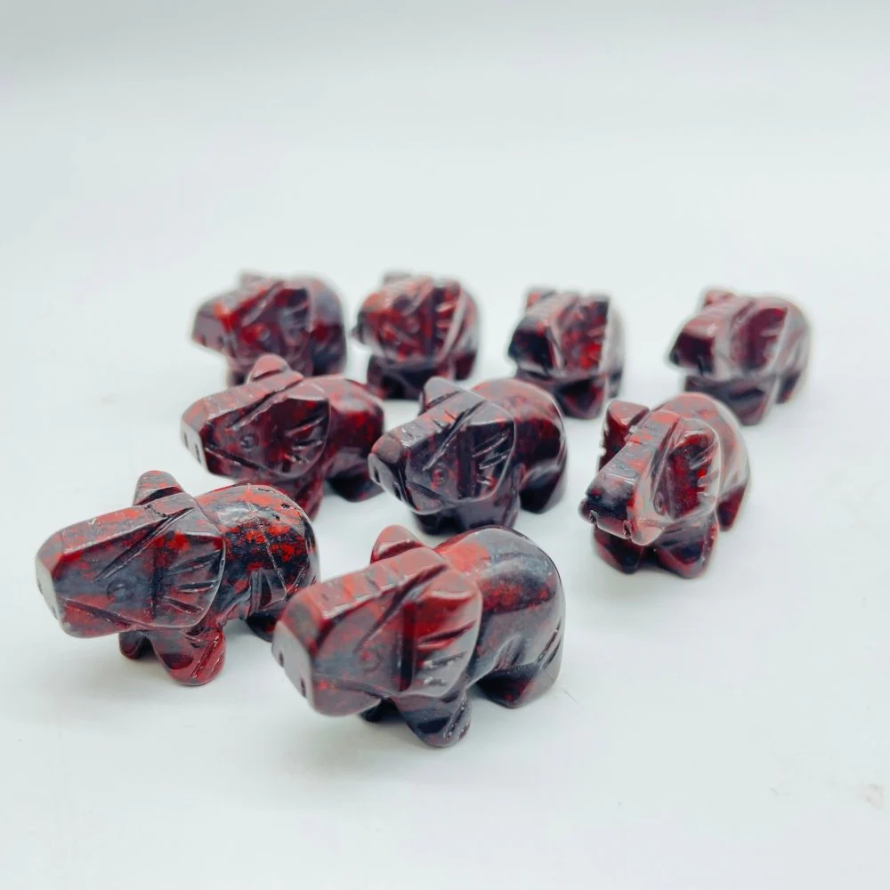 Moss Agate&Hematite Mini Elephant Carving Wholesale - Image 6