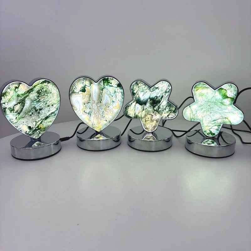Moss Agate LED Table Lamp Flower & Heart Shape Wholesale - Image 3
