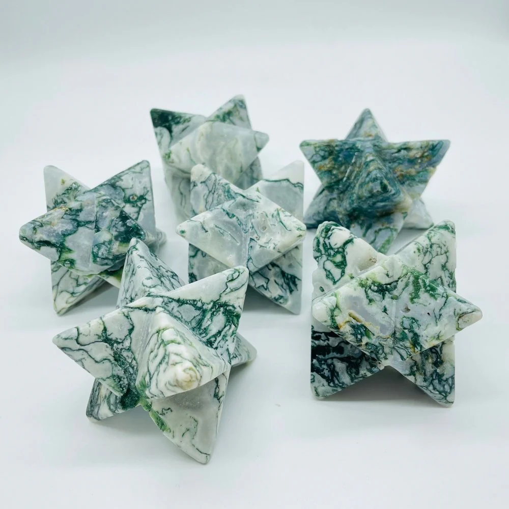 Large Moss Agate Merkaba Carving Wholesale - Image 2