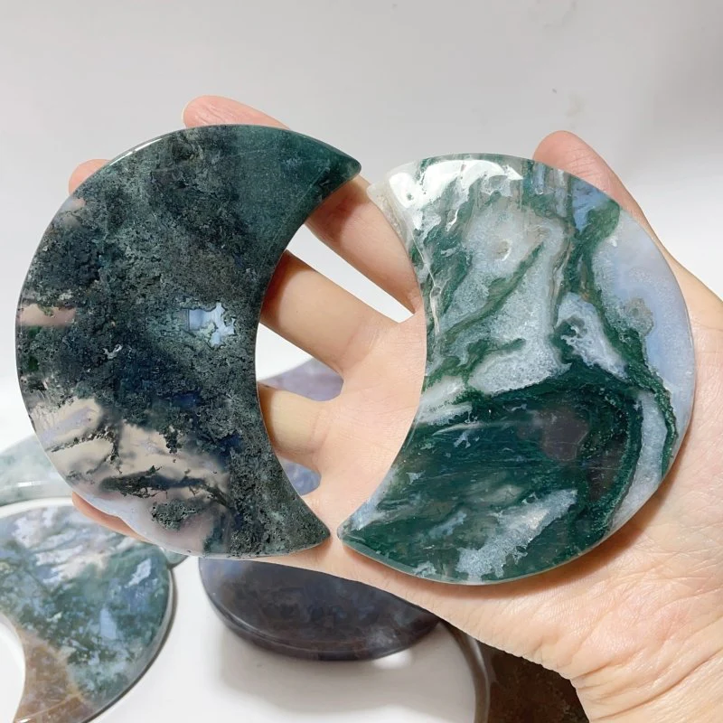 Colorful Moss Agate Moon Carving Wholesale - Image 2