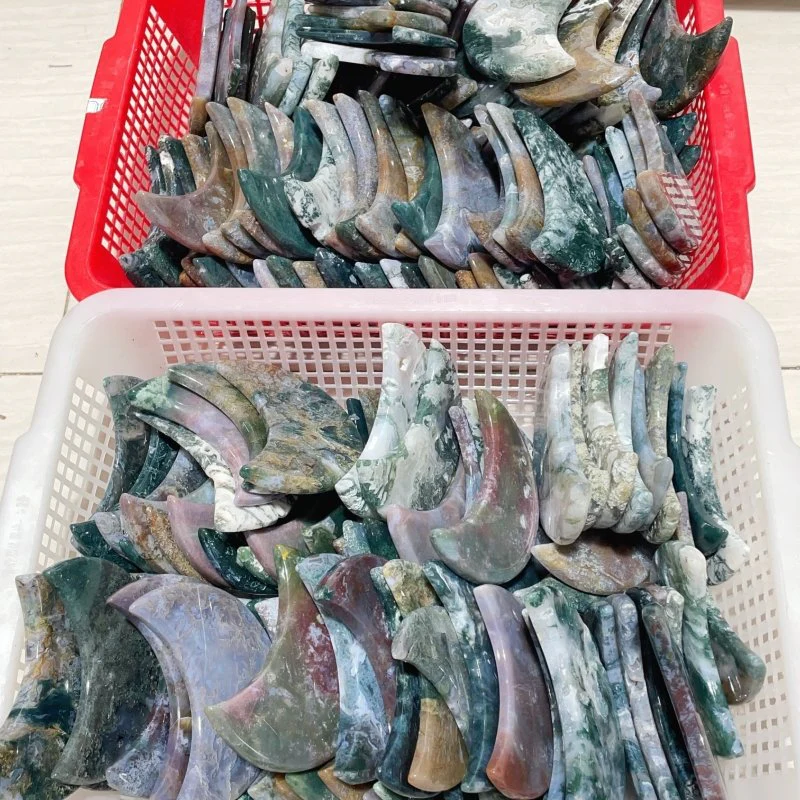 Colorful Moss Agate Moon Carving Wholesale - Image 3
