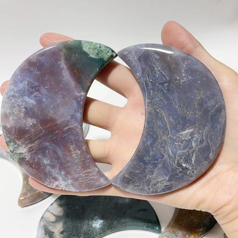 Colorful Moss Agate Moon Carving Wholesale - Image 4
