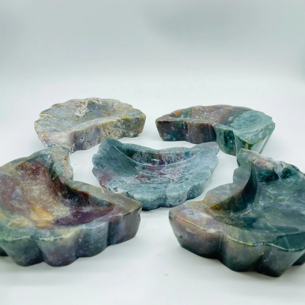 High Quality Moss Agate Moon Shallow Bowl Carving Wholesale - Image 2