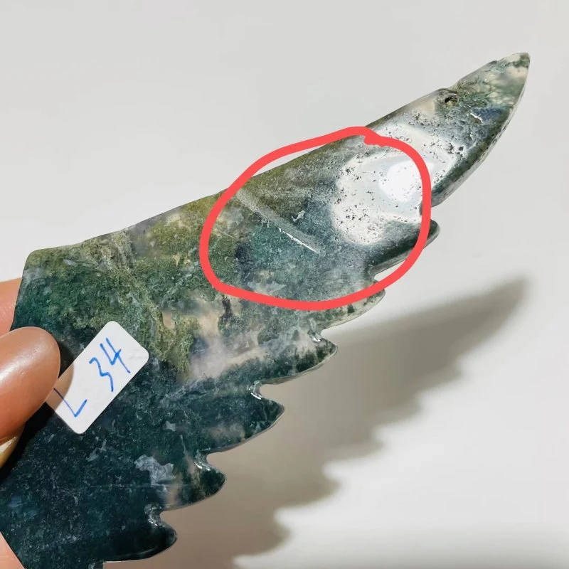 9 Pairs Moss Agate Small Pegasus Wing Carving With Stand - Image 9