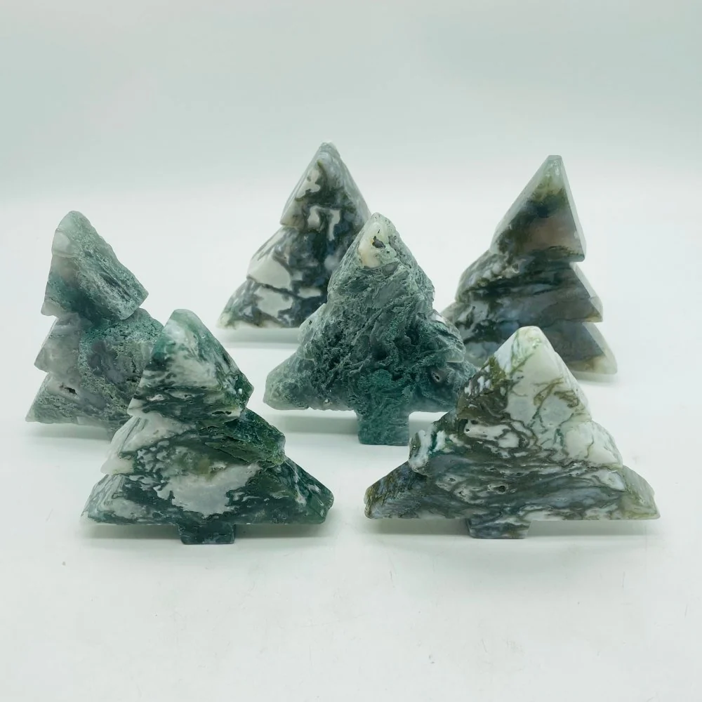 Moss Agate Pine Tree Christmas Tree Carving Wholesale - Image 2