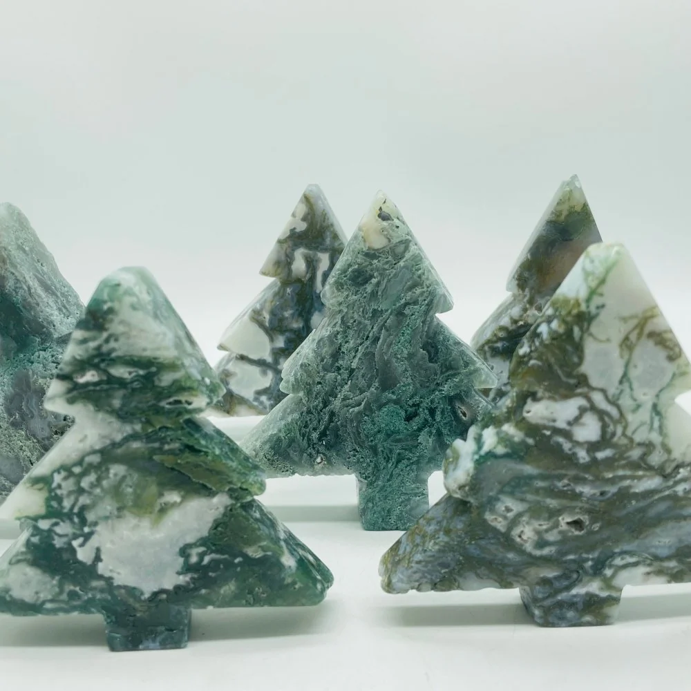 Moss Agate Pine Tree Christmas Tree Carving Wholesale - Image 3