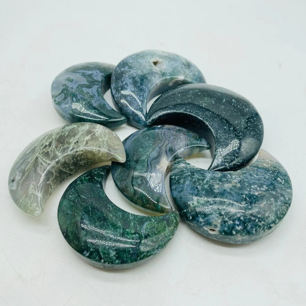 Moss Agate & Red Jasper Moon Carving Wholesale - Image 2