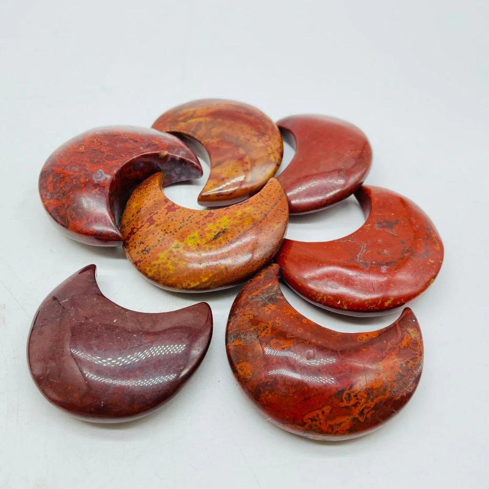 Moss Agate & Red Jasper Moon Carving Wholesale - Image 3