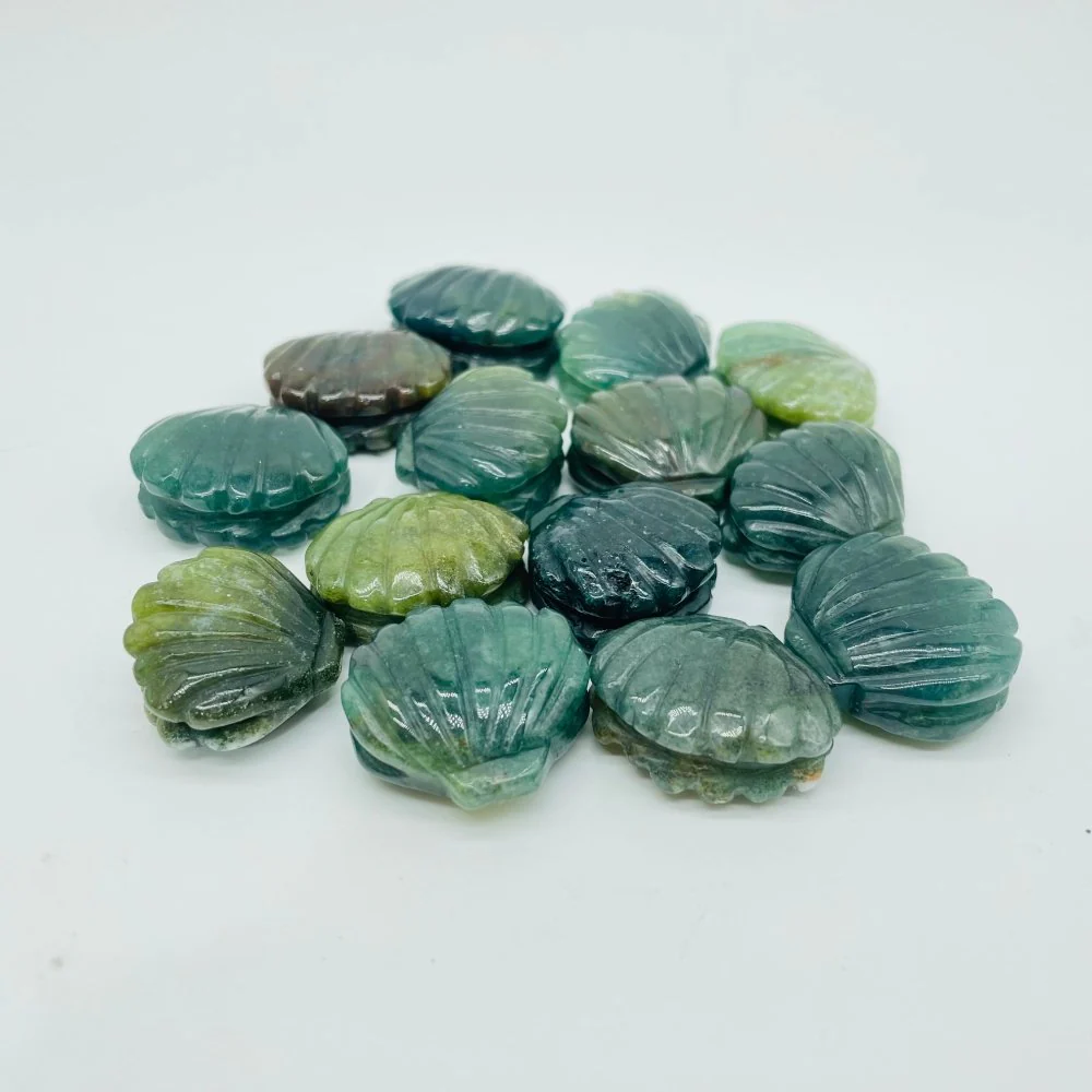 Moss Agate & Sakura Agate Shell Carving Wholesale - Image 2
