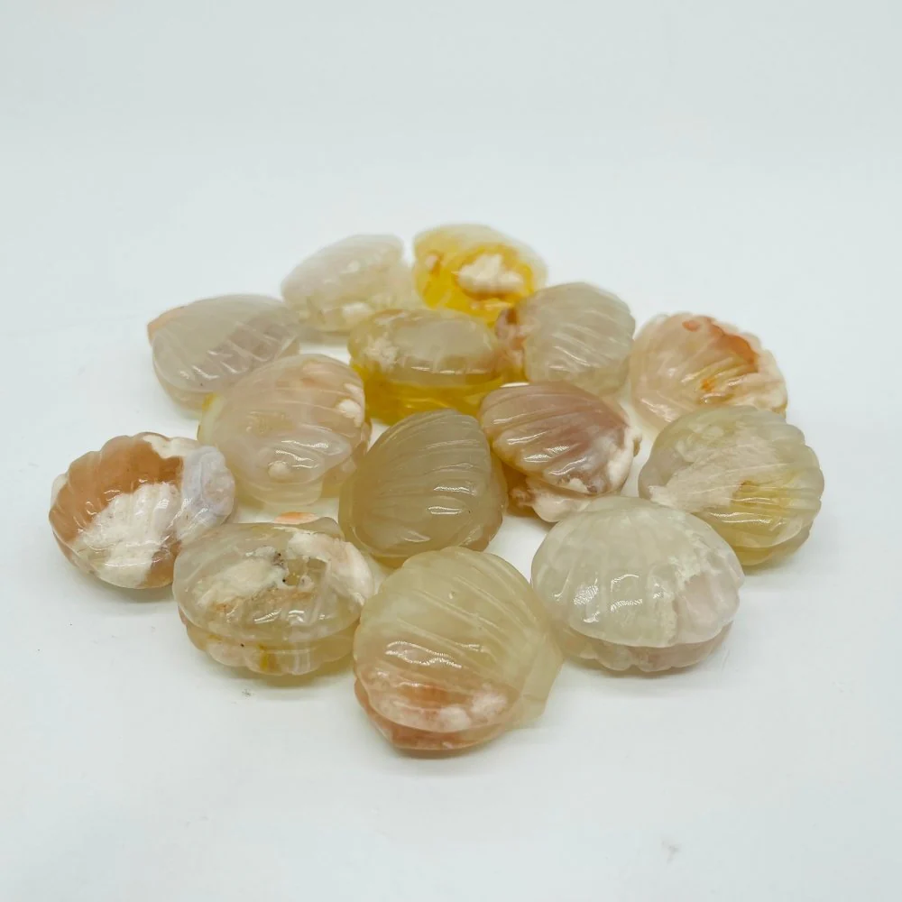 Moss Agate & Sakura Agate Shell Carving Wholesale - Image 3