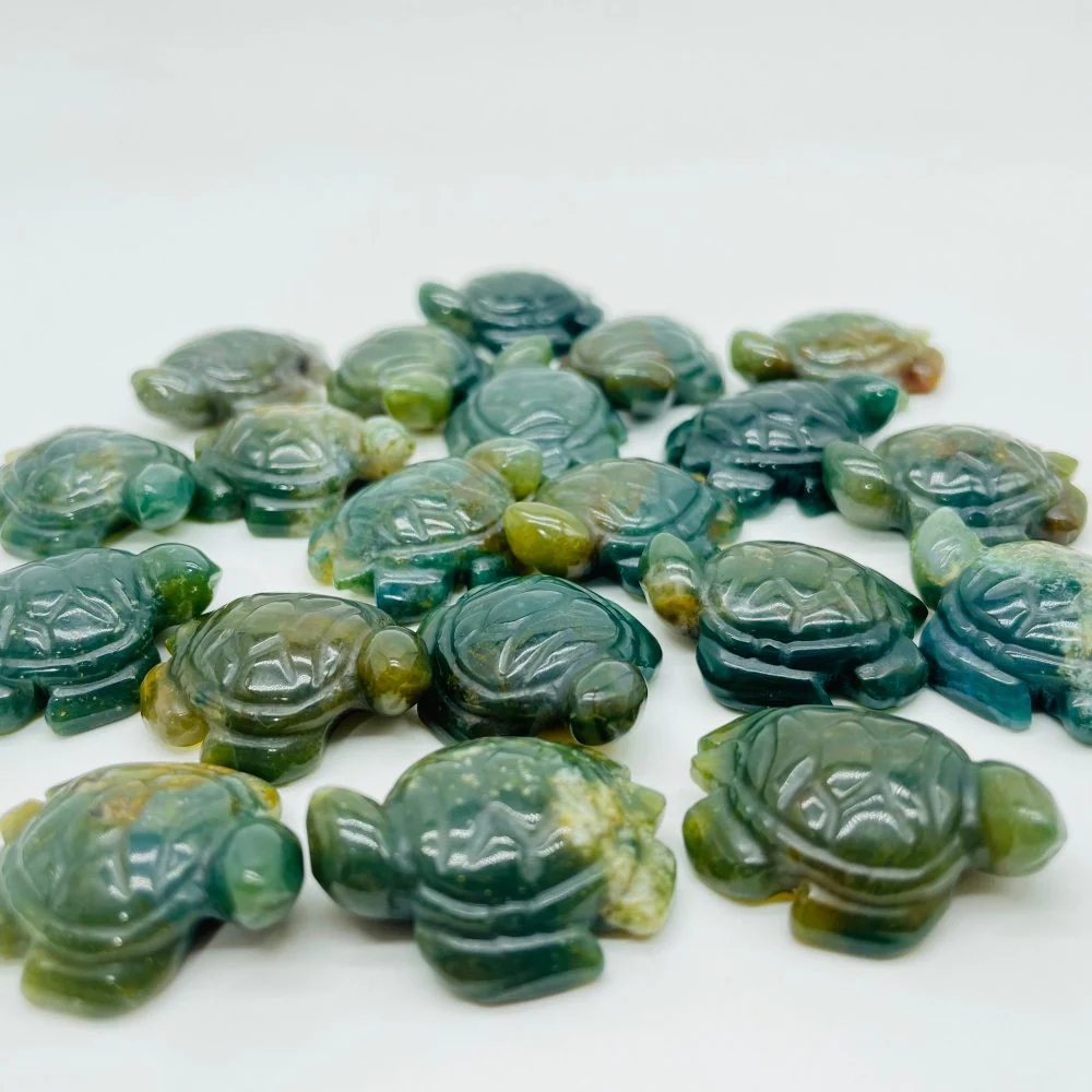 Moss Agate Sea Turtle Carving Wholesale - Image 2