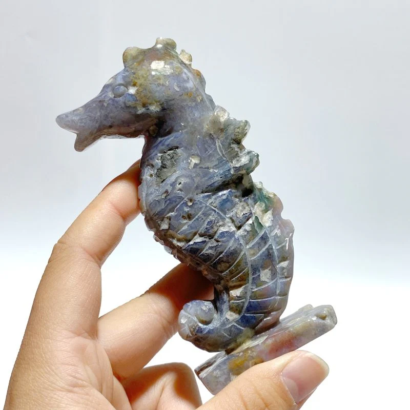 10 Pieces Moss Agate Seahorse Carving - Image 2