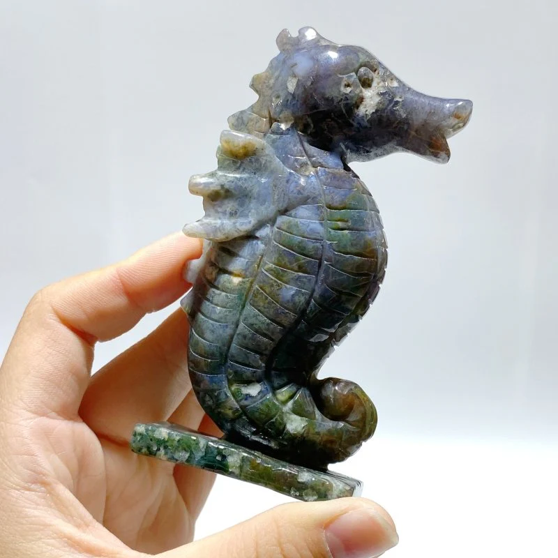 10 Pieces Moss Agate Seahorse Carving - Image 5