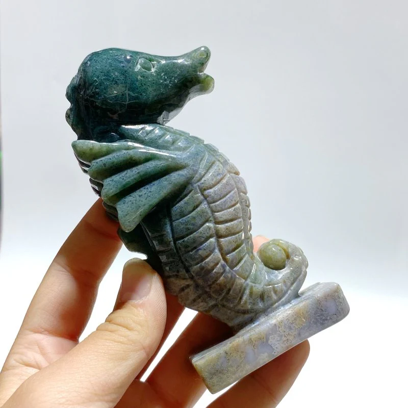 10 Pieces Moss Agate Seahorse Carving - Image 7