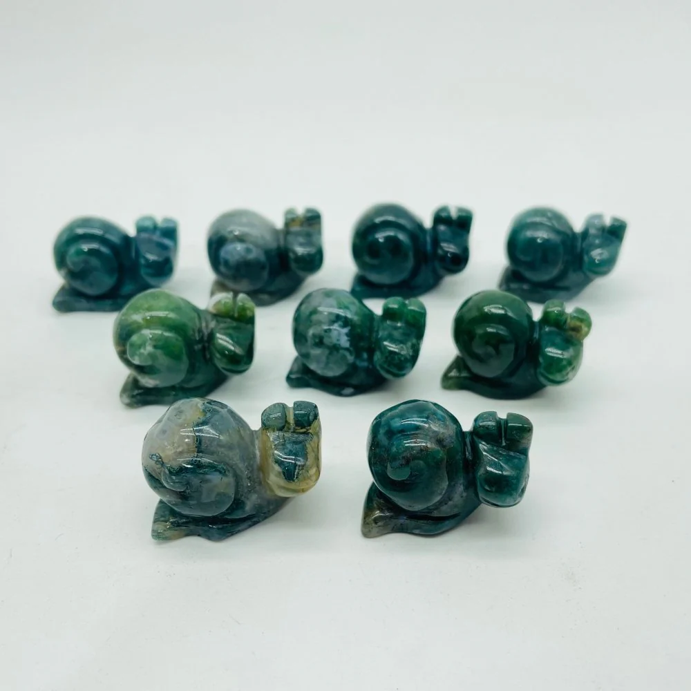 Moss Agate Snail Carving Wholesale - Image 2