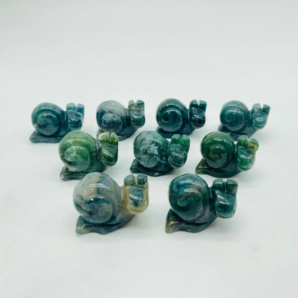 Moss Agate Snail Carving Wholesale - Image 4