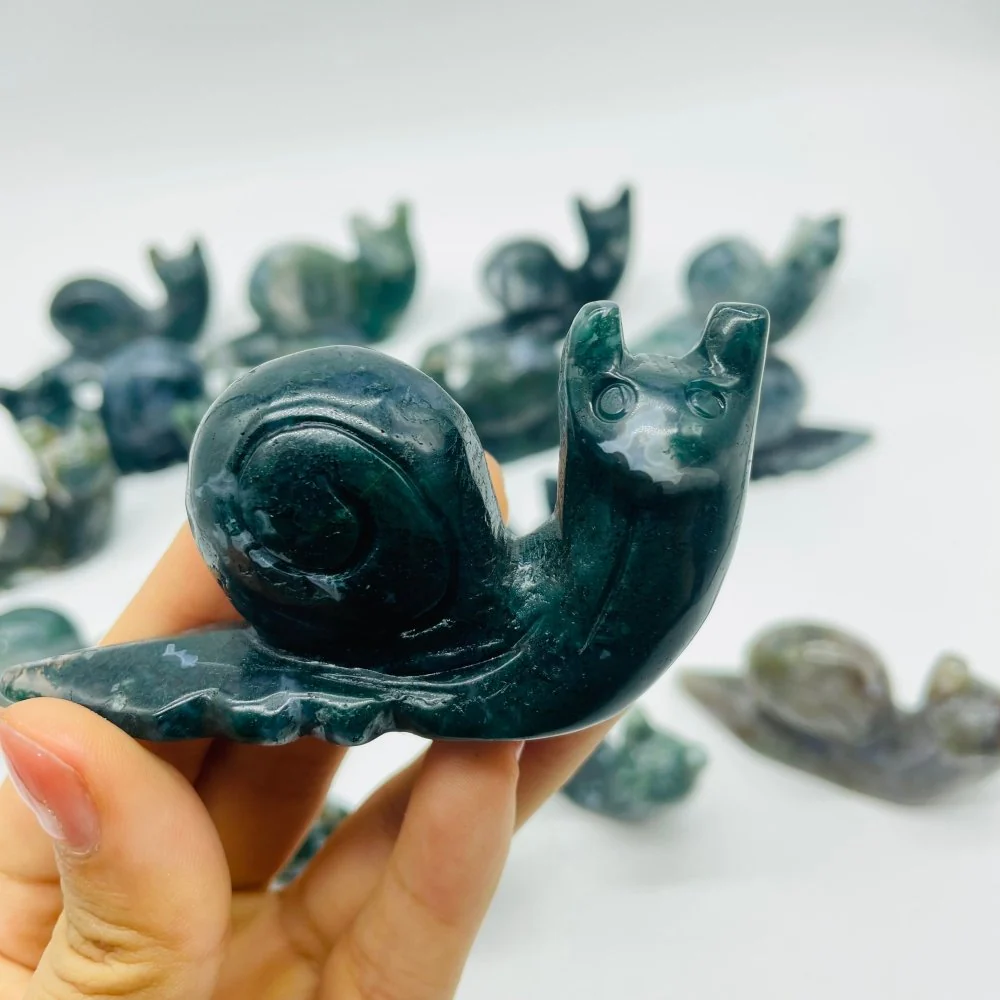 17 Pieces Moss Agate Snails Carving - Image 5