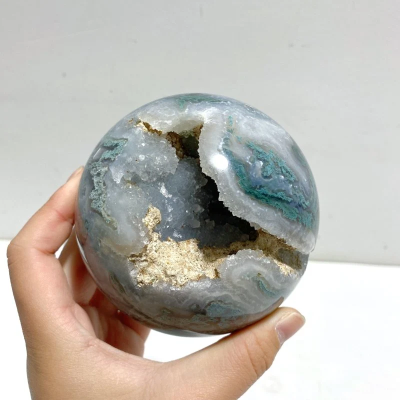 12 Pieces Geode Druzy Moss Agate Spheres - Image 2