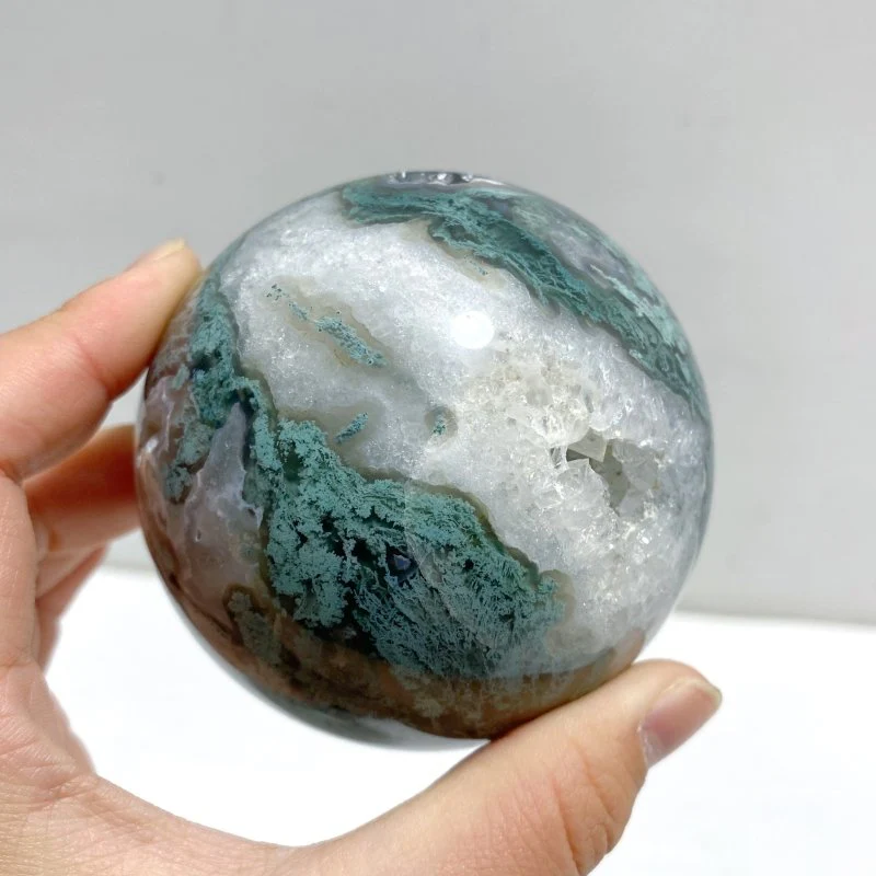 12 Pieces Geode Druzy Moss Agate Spheres - Image 3