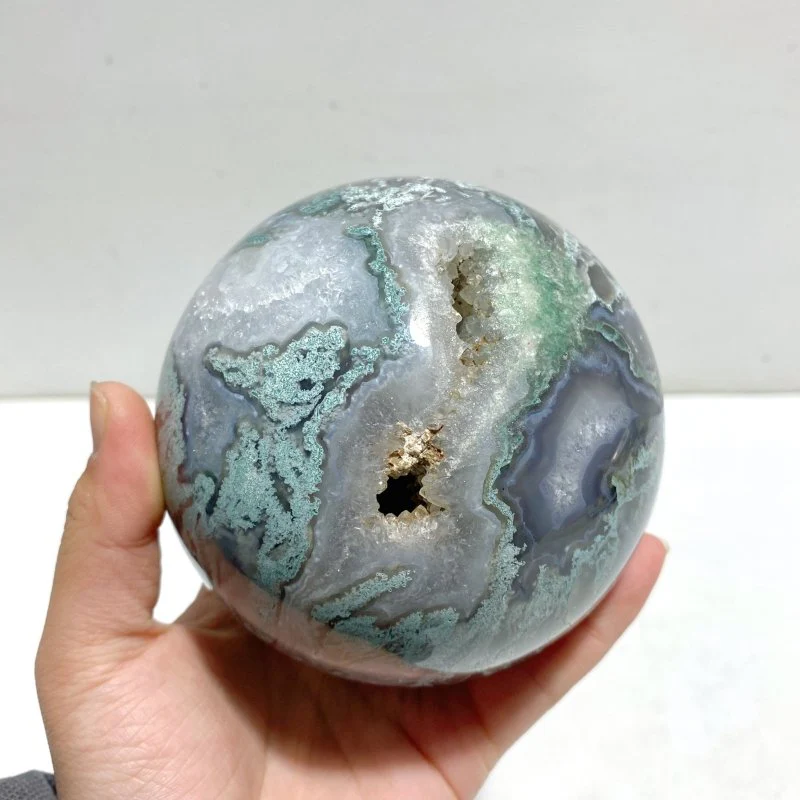 12 Pieces Geode Druzy Moss Agate Spheres - Image 4