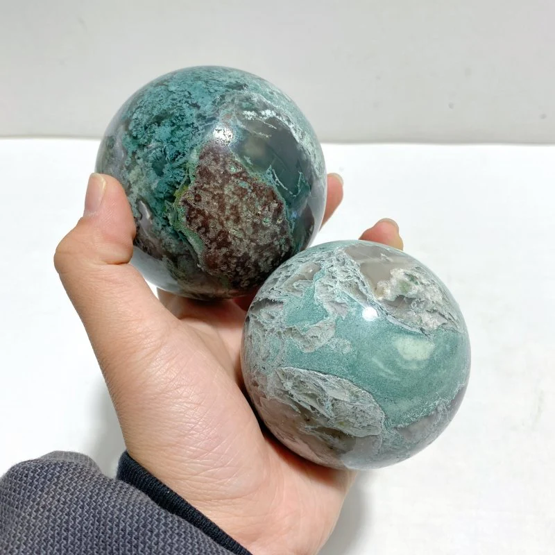 12 Pieces Geode Druzy Moss Agate Spheres - Image 6